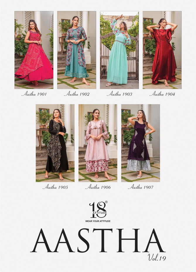 18 Attitude Aastha Vol 19 One Piece Party Wear Kurtis
